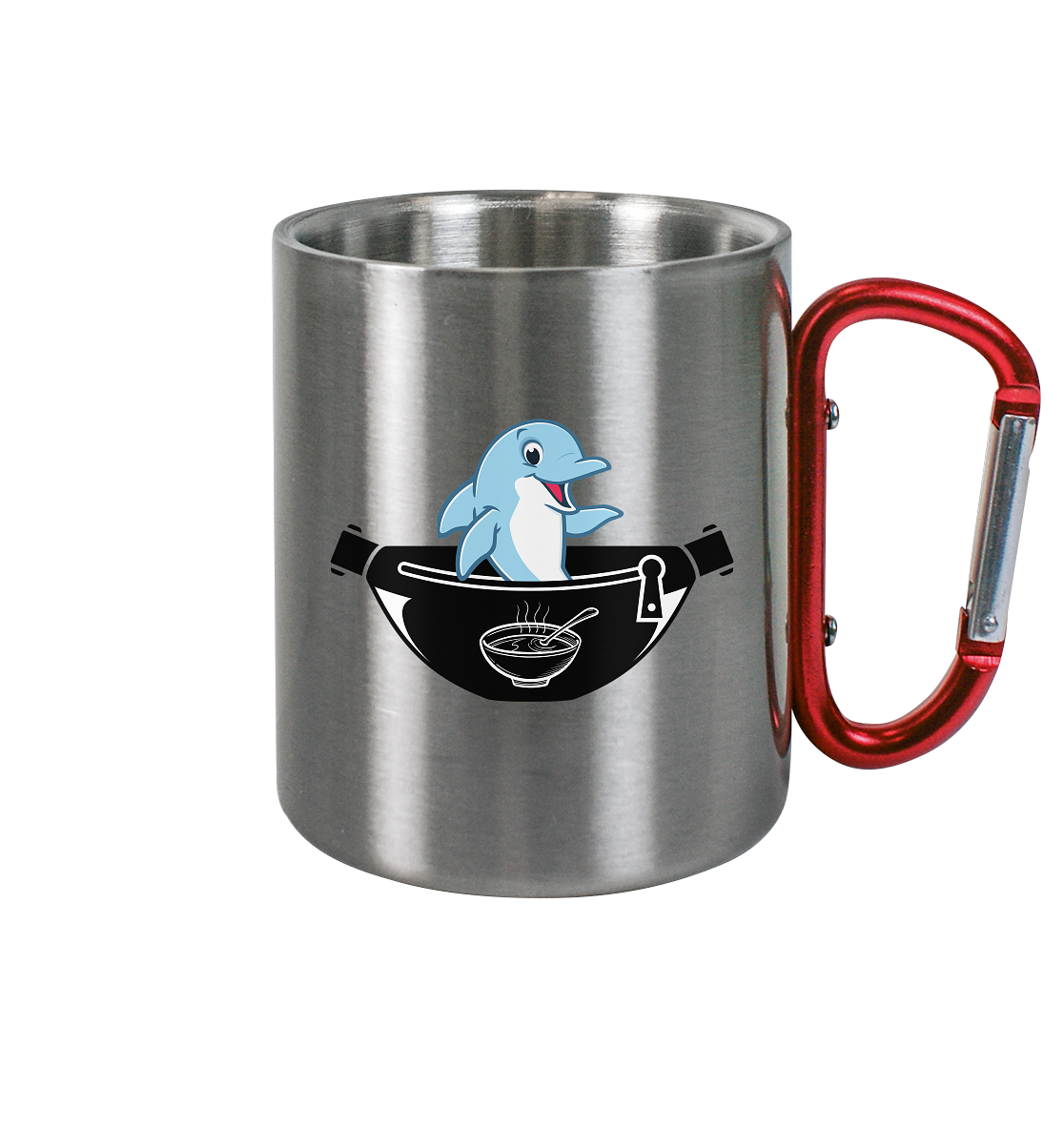 Delfin, Bauchtasche & Suppe - Edelstahl Tasse