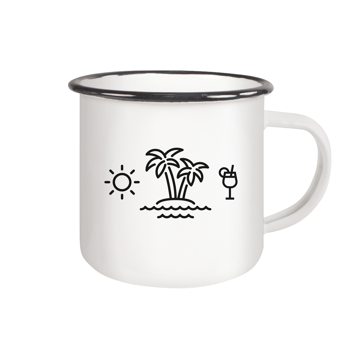 Sonne, Insel & Aperol - Emaille Tasse (Black)