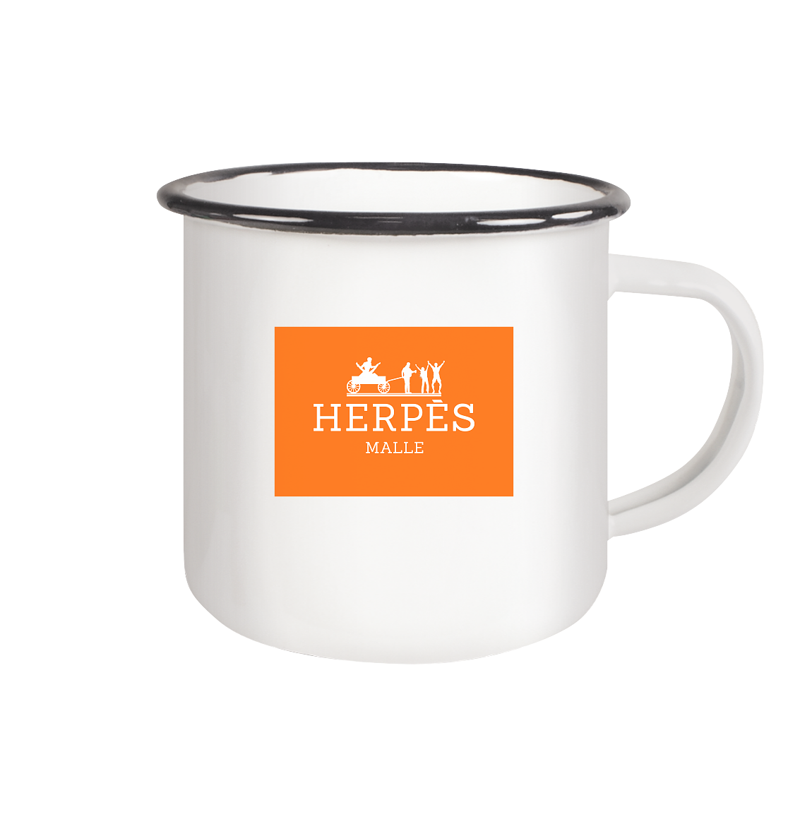 Herpés Malle - Emaille Tasse (Black)