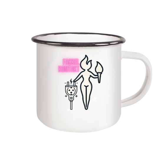 Fackelkontakt - Emaille Tasse (Black)