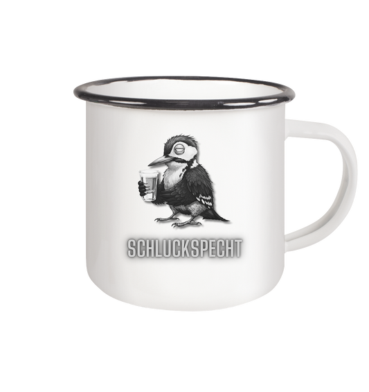 Schluckspecht - Emaille Tasse (Black)
